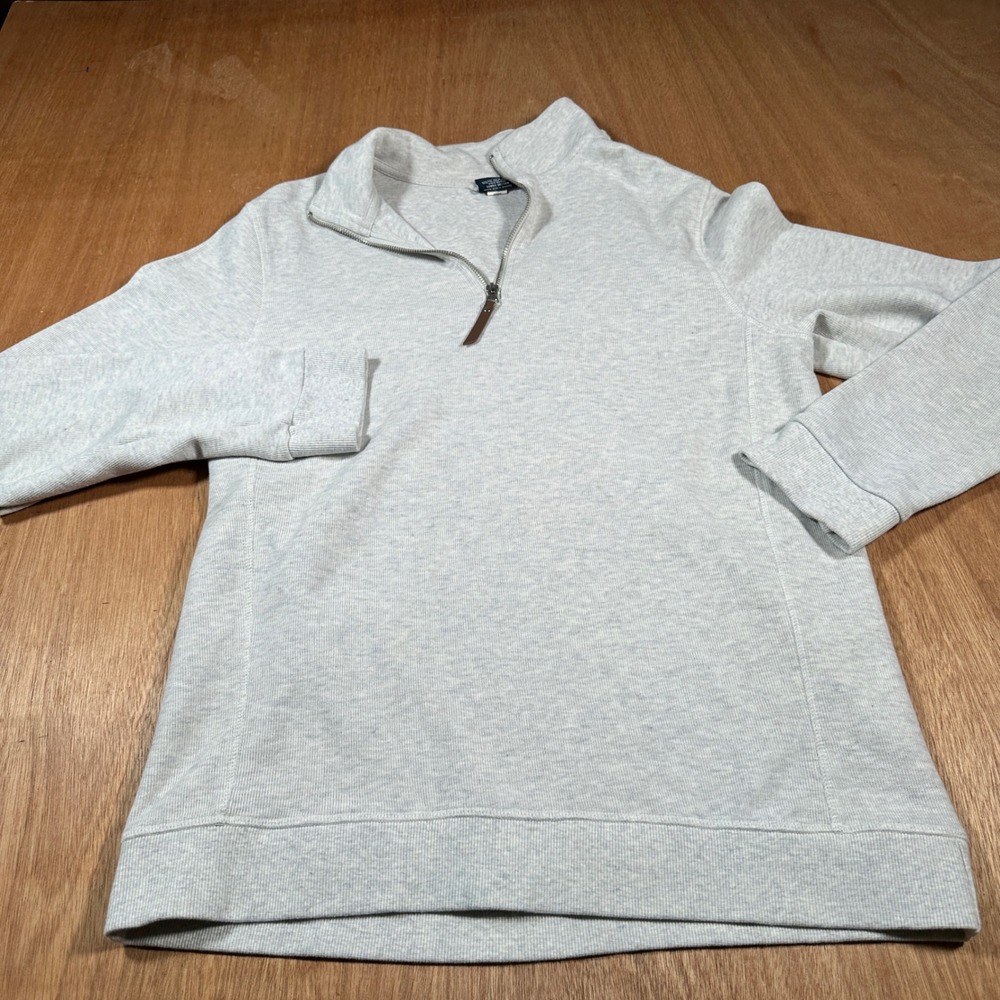 Charles River Pullover Men M Gray Quarter Zip Heathered Cotton Blend Sweatshirt - Picture 1 of 12